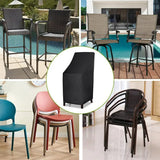 Outdoor patio chair cover shown protecting three different types of chairs
