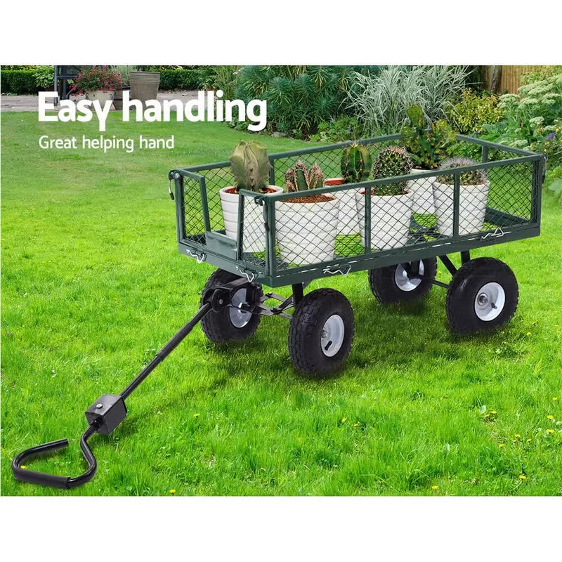 Outdoor Recreation > Camping > Caravan Accessories - 300kg Gardeon Mesh Garden Cart Steel Removable Sides Trolley Wagon ATV Trailer - Garden Yard