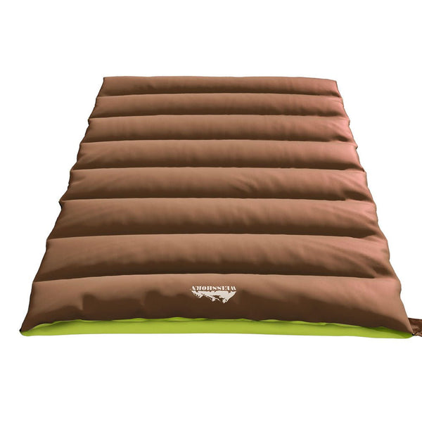 Outdoor Recreation > Camping > Sleeping Bags - Weisshorn Sleeping Bag Double Bags Thermal Camping Hiking Tent Brown - 5°C - Garden Yard