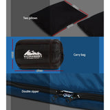 Outdoor Recreation > Camping > Sleeping Bags - Weisshorn Sleeping Bag Double Pillow Thermal Camping Hiking Tent Blue - 10&deg;C - Garden Yard