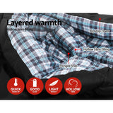 Outdoor Recreation > Camping > Sleeping Bags - Weisshorn Sleeping Bag Double Pillow Thermal Camping Hiking Tent Grey - 10&deg;C - Garden Yard