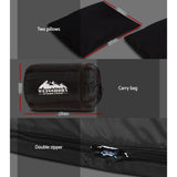 Outdoor Recreation > Camping > Sleeping Bags - Weisshorn Sleeping Bag Double Pillow Thermal Camping Hiking Tent Grey - 10&deg;C - Garden Yard