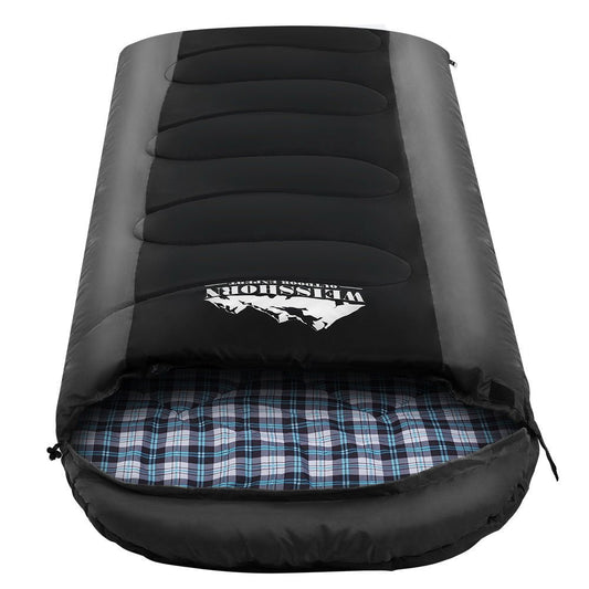 Outdoor Recreation > Camping > Sleeping Bags - Weisshorn Sleeping Bag Single Thermal Camping Hiking Tent Black  - 20°C - Garden Yard