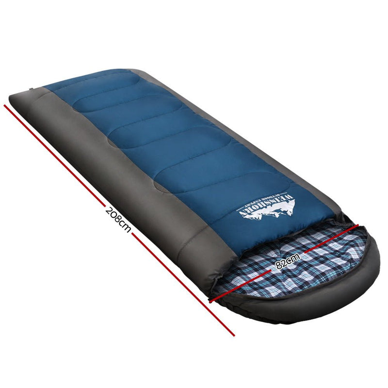 Outdoor Recreation > Camping > Sleeping Bags - Weisshorn Sleeping Bag Single Thermal Camping Hiking Tent Blue - 20°C - Garden Yard