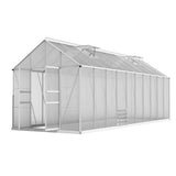 Adjustable roof vent and double lockable doors on walk-in polycarbonate greenhouse australia