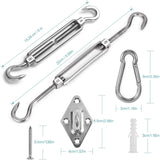 Dimensions of the shade sail fixing kit components