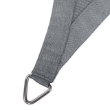 Marine grade 8mm stainless steel corner buckle with 38mm webbed perimeter edging on grey shade sail