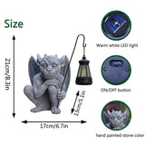 21cm solar gargoyle statue with 13cm LED lantern shown with height dimensions