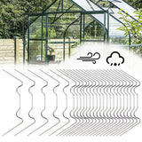 A bulk 50-pack of heavy-duty 304 stainless steel W-profile greenhouse glass wire clips.