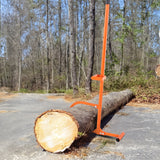 48 inch timberjack log lifter raising a log off the ground for firewood cutting
