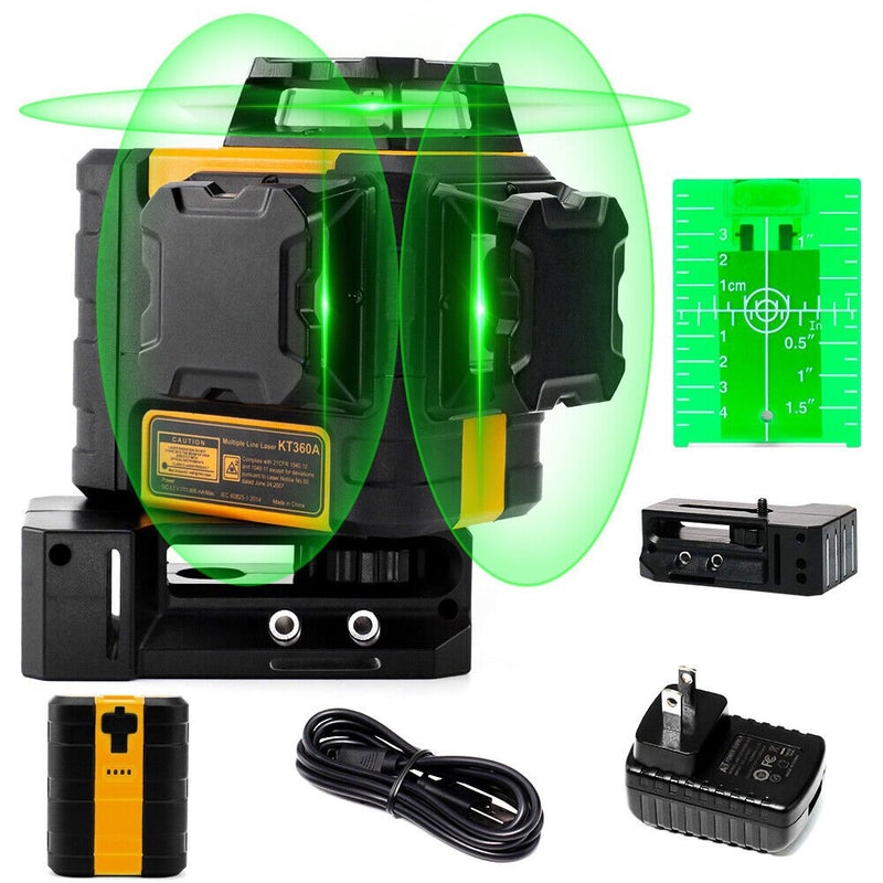 Tools > Industrial Tools > Measuring Tools & Sensors - KAIWEETS KT360A Green Laser Level 3 X 360° Rotary Self Leveling with 1 Rechargeable Battery - Garden Yard