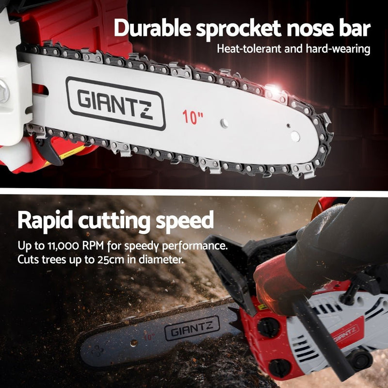 Tools > Power Tools > Chainsaws - Giantz 25cc Petrol Chainsaw 10" Bar E - Start Tree Pruning Chain Saw - Garden Yard