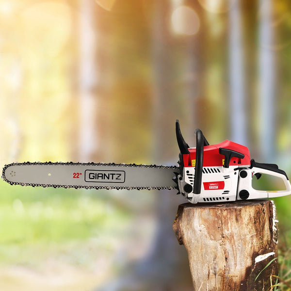 Tools > Power Tools > Chainsaws - Giantz Chainsaw Petrol 62CC 22" Bar Commercial E - Start Pruning Chain Saw,Giantz Chainsaw Petrol 62CC 22" Bar Commercial E - Start Pruning Chain Saw 5.2HP - Garden Yard