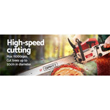 Tools > Power Tools > Chainsaws - Giantz Chainsaw Petrol 62CC 22" Bar Commercial E - Start Pruning Chain Saw,Giantz Chainsaw Petrol 62CC 22" Bar Commercial E - Start Pruning Chain Saw 5.2HP - Garden Yard