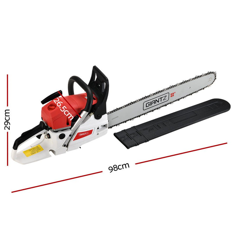 Tools > Power Tools > Chainsaws - Giantz Chainsaw Petrol 62CC 22" Bar Commercial E - Start Pruning Chain Saw,Giantz Chainsaw Petrol 62CC 22" Bar Commercial E - Start Pruning Chain Saw 5.2HP - Garden Yard