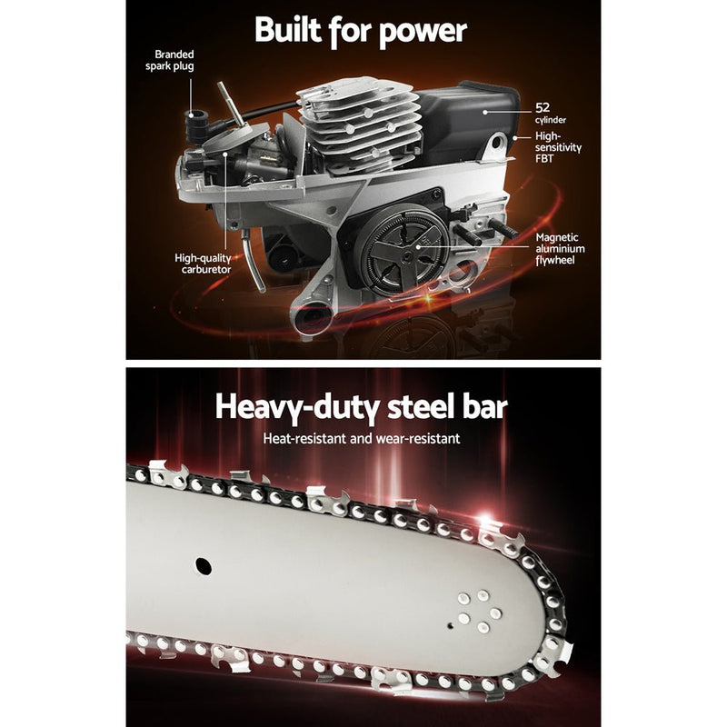 Tools > Power Tools > Chainsaws - Giantz Chainsaw Petrol 92CC 24" Bar Commercial E - Start Pruning Chain Saw,Giantz Chainsaw Petrol 92CC 24" Bar Commercial E - Start Pruning Chain Saw 6.8HP - Garden Yard