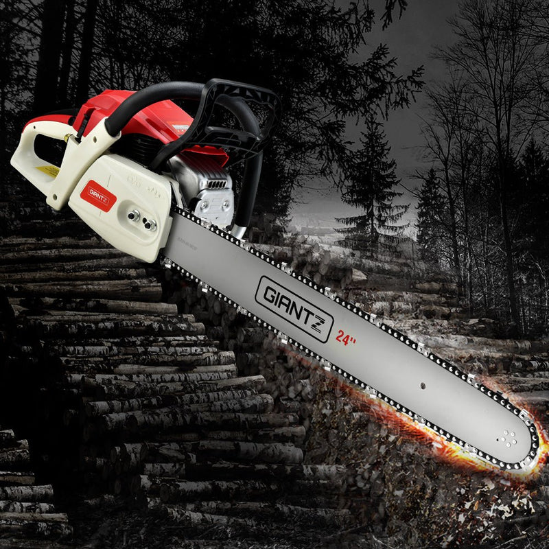 Tools > Power Tools > Chainsaws - Giantz Chainsaw Petrol 92CC 24" Bar Commercial E - Start Pruning Chain Saw,Giantz Chainsaw Petrol 92CC 24" Bar Commercial E - Start Pruning Chain Saw 6.8HP - Garden Yard