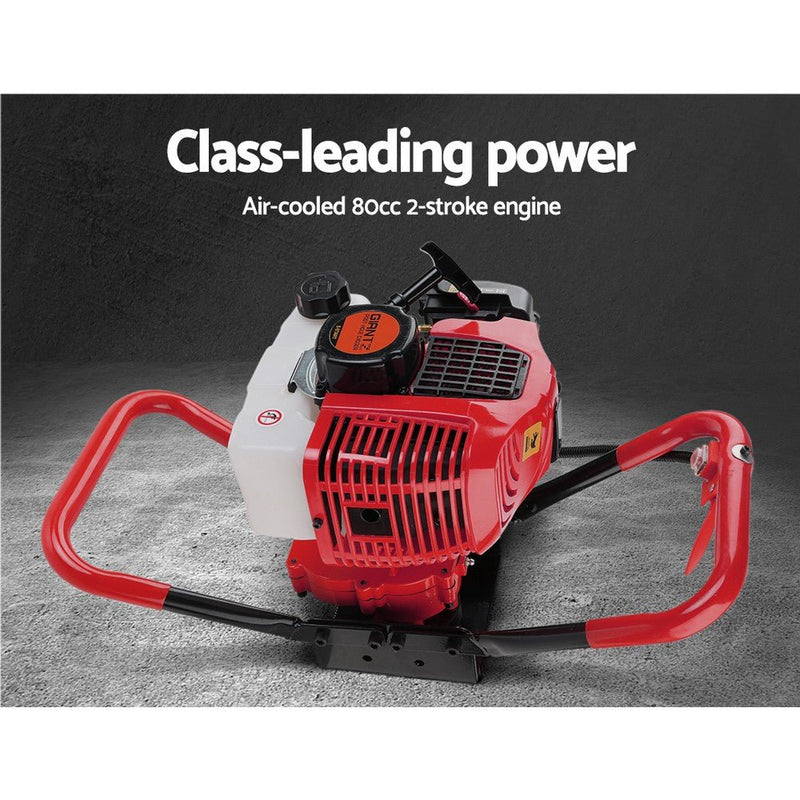 Tools > Power Tools > Outdoor Power Equipment - Giantz 80CC Petrol Post Hole Digger Extension Auger Bits Kit - Garden Yard