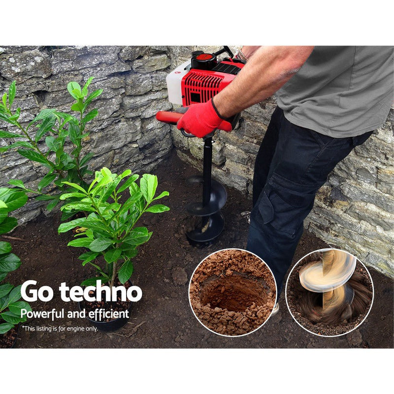 Tools > Power Tools > Outdoor Power Equipment - Giantz 80CC Post Hole Digger Motor Only Petrol Engine Red - Garden Yard
