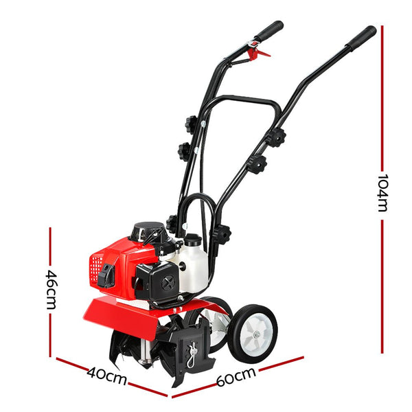 Tools > Power Tools > Outdoor Power Equipment - Giantz 88CC Tiller Garden Cultivator Rototiller 4 Blades Soil Plower Rotary Hoe - Garden Yard