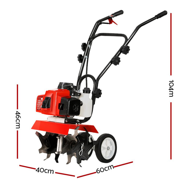 Tools > Power Tools > Outdoor Power Equipment - Giantz 88CC Tiller Garden Cultivator Rototiller 4 Blades Soil Plower Rotary Hoe - Garden Yard