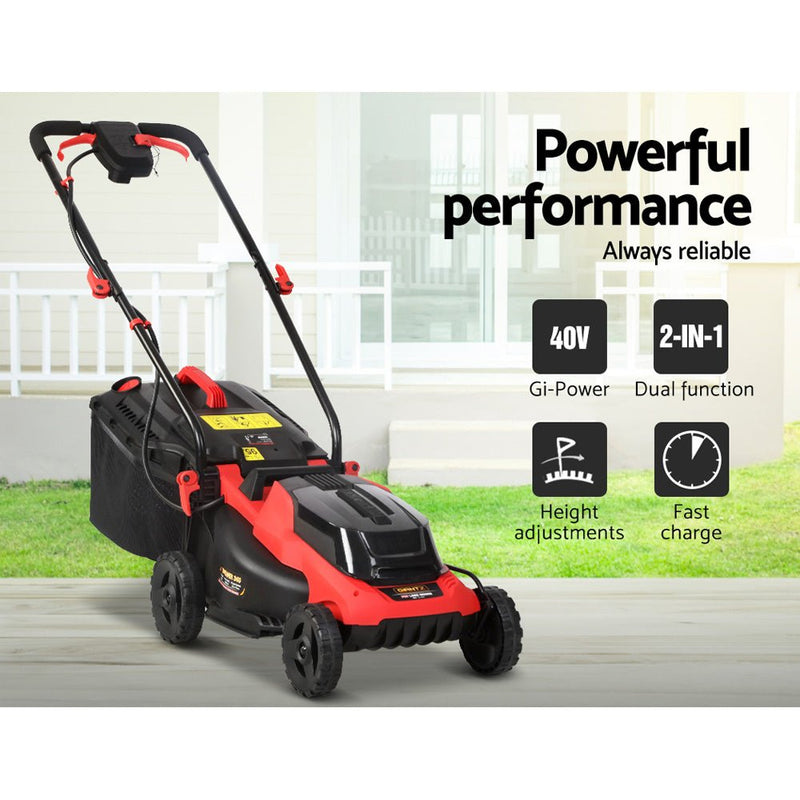 Tools > Power Tools > Outdoor Power Equipment - Giantz Lawn Mower Cordless 40V Battery Electric Lawnmower 34cm Width - Garden Yard