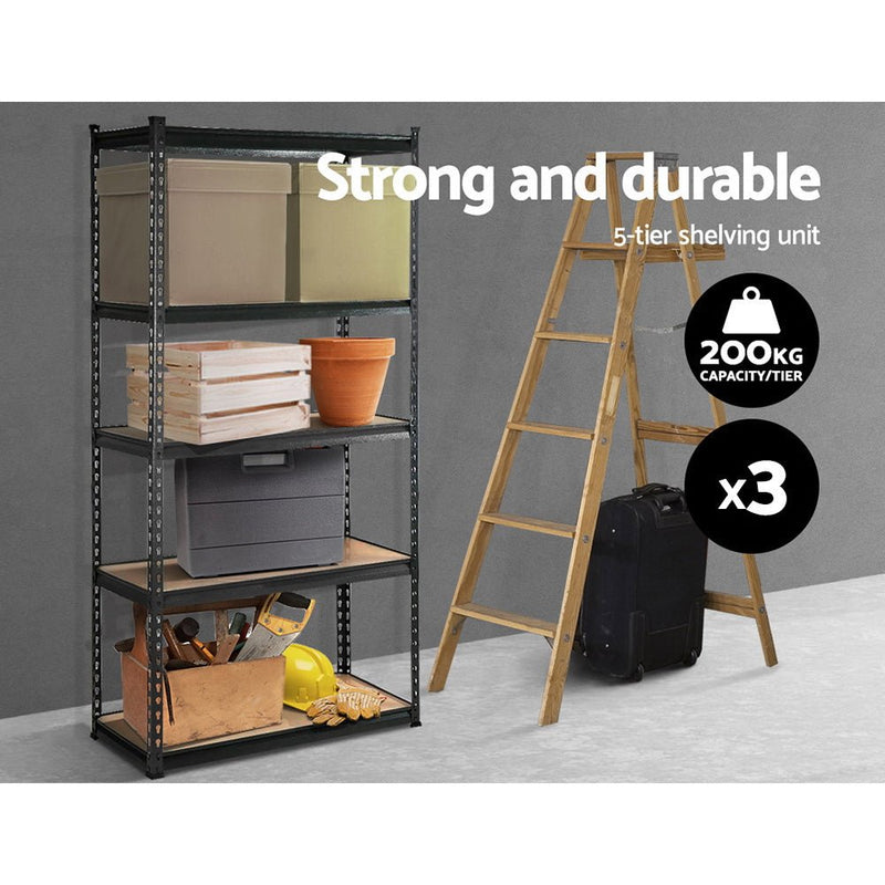 Tools > Tools Storage > Wall Storage Racks - 3x1.8M 5 - Shelves Steel Warehouse Shelving Racking Garage Storage Rack Grey - Garden Yard