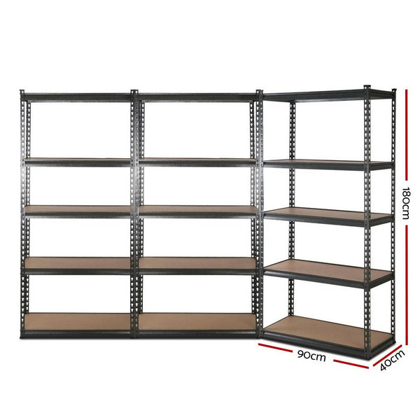 Tools > Tools Storage > Wall Storage Racks - 3x1.8M 5 - Shelves Steel Warehouse Shelving Racking Garage Storage Rack Grey - Garden Yard