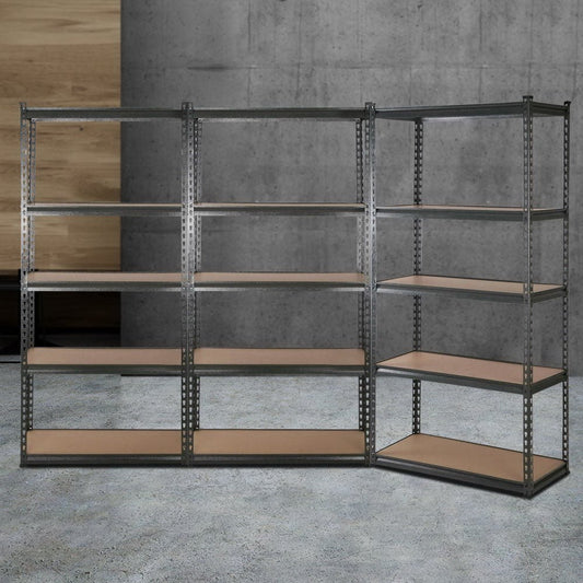 Tools > Tools Storage > Wall Storage Racks - 3x1.8M 5 - Shelves Steel Warehouse Shelving Racking Garage Storage Rack Grey - Garden Yard