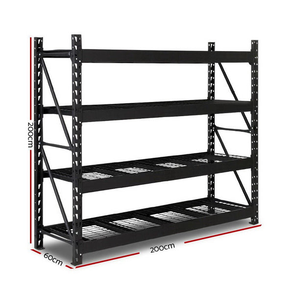 Tools > Tools Storage > Wall Storage Racks - Giantz 2Mx2M Garage Shelving Warehouse Rack Pallet Racking Storage Shelve Black - Garden Yard