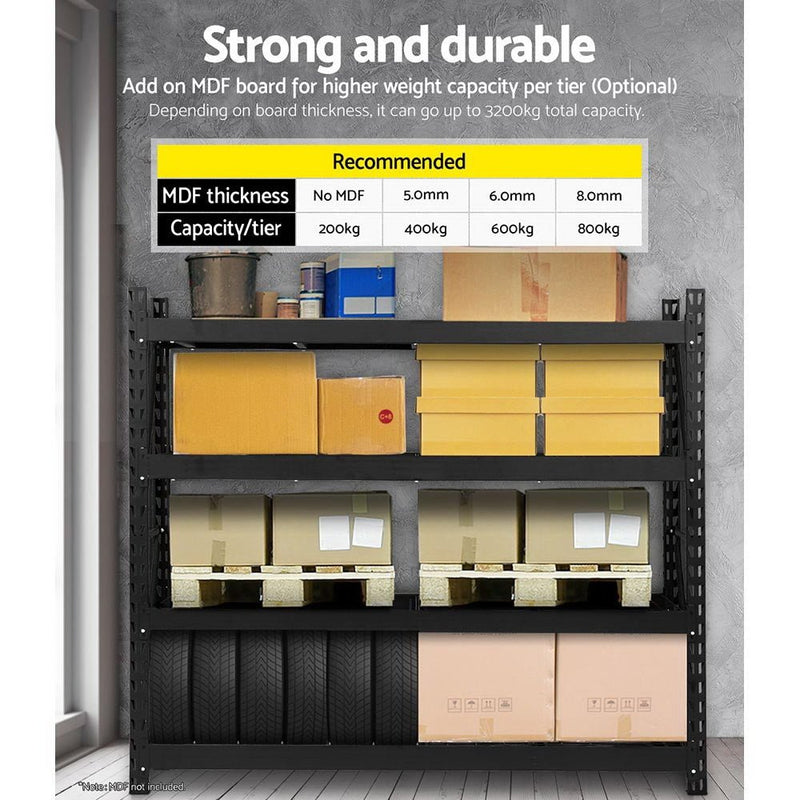 Tools > Tools Storage > Wall Storage Racks - Giantz 2Mx2M Garage Shelving Warehouse Rack Pallet Racking Storage Shelve Black - Garden Yard