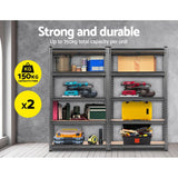Tools > Tools Storage > Wall Storage Racks - Giantz 2x1.5M Garage Shelving Warehouse Rack Storage Racking Storage Steel - Garden Yard