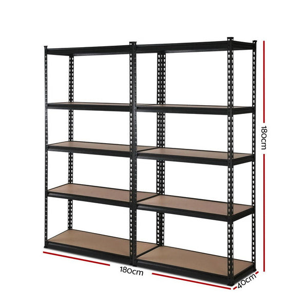 Tools > Tools Storage > Wall Storage Racks - Giantz 2x1.8M Garage Shelving Warehouse Rack Pallet Racking Storage Shelve Black - Garden Yard