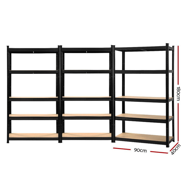 Tools > Tools Storage > Wall Storage Racks - Giantz 3x1.8M Garage Shelving Warehouse Rack Pallet Racking Storage Shelf Black - Garden Yard