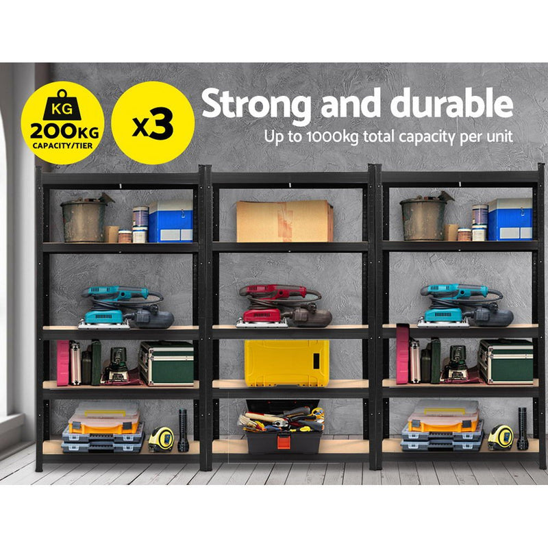 Tools > Tools Storage > Wall Storage Racks - Giantz 3x1.8M Garage Shelving Warehouse Rack Pallet Racking Storage Shelf Black - Garden Yard