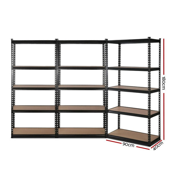 Tools > Tools Storage > Wall Storage Racks - Giantz 3x1.8M Garage Shelving Warehouse Rack Pallet Racking Storage Shelve Black - Garden Yard