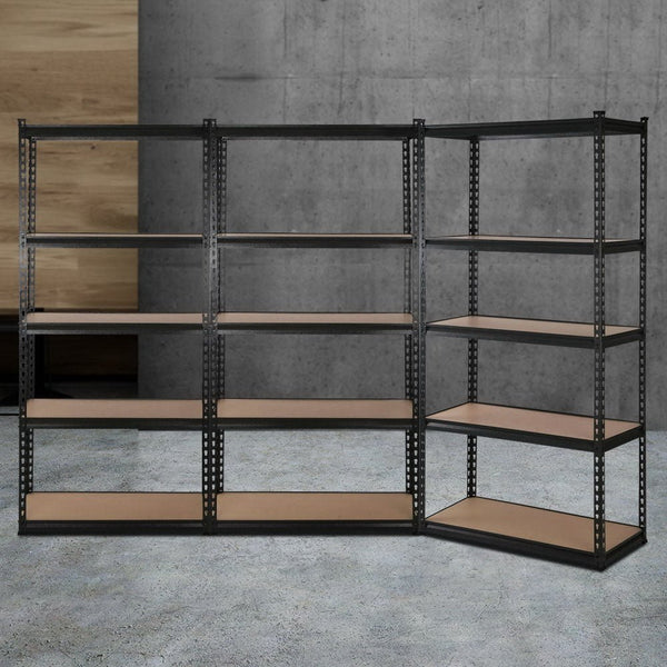 Tools > Tools Storage > Wall Storage Racks - Giantz 3x1.8M Garage Shelving Warehouse Rack Pallet Racking Storage Shelve Black - Garden Yard