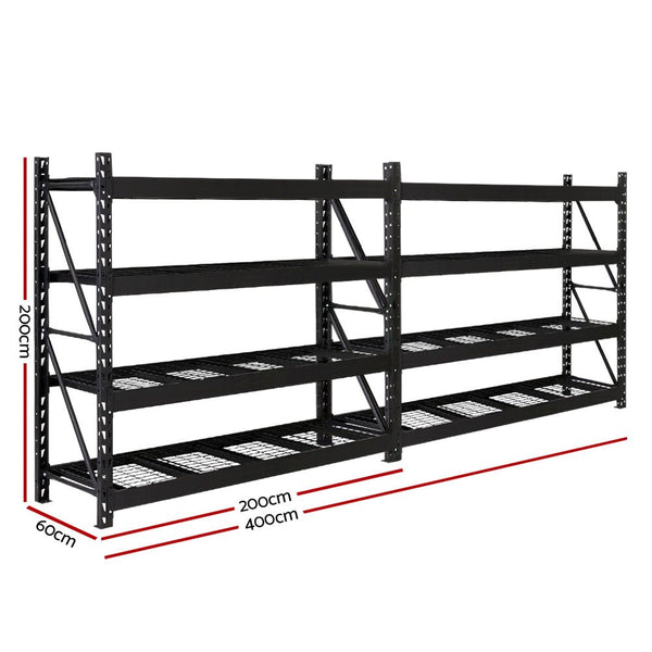 Tools > Tools Storage > Wall Storage Racks - Giantz 4Mx2M Garage Shelving Warehouse Rack Pallet Racking Storage Shelve Black - Garden Yard
