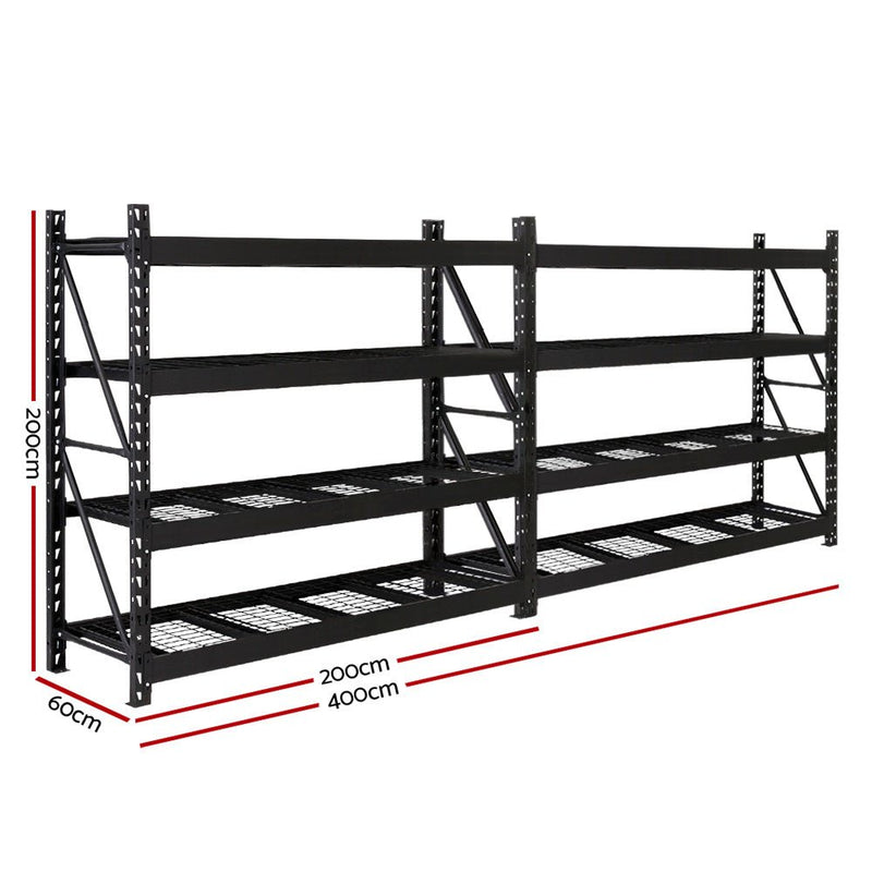 Tools > Tools Storage > Wall Storage Racks - Giantz 4Mx2M Garage Shelving Warehouse Rack Pallet Racking Storage Shelve Black - Garden Yard