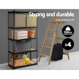 Tools > Tools Storage > Wall Storage Racks - Giantz 4x1.5M Garage Shelving Warehouse Rack Pallet Racking Storage Shelve Black - Garden Yard