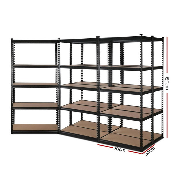 Tools > Tools Storage > Wall Storage Racks - Giantz 5x1.5M Garage Shelving Warehouse Rack Pallet Racking Storage Shelve Black - Garden Yard