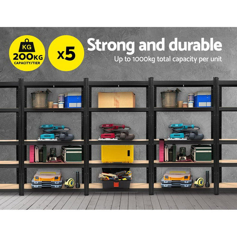 Tools > Tools Storage > Wall Storage Racks - Giantz 5x1.8M Garage Shelving Warehouse Rack Pallet Racking Storage Shelf Black - Garden Yard