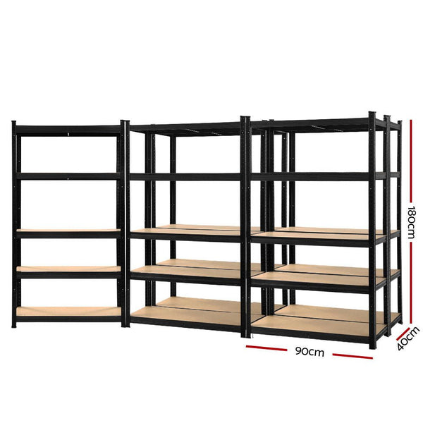 Tools > Tools Storage > Wall Storage Racks - Giantz 5x1.8M Garage Shelving Warehouse Rack Pallet Racking Storage Shelf Black - Garden Yard