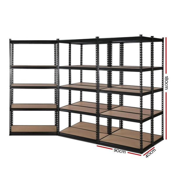 Tools > Tools Storage > Wall Storage Racks - Giantz 5x1.8M Garage Shelving Warehouse Rack Pallet Racking Storage Shelve Black - Garden Yard