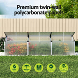 Detailed view of the unbreakable double-walled UV-coated polycarbonate sheets highlighting the light diffusion thickness.