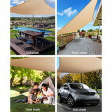 Multi-panel view demonstrating waterproof shade sail used for pool areas, patios, carports, and outdoor dining spaces