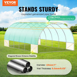 Close-up of the reinforced galvanized steel poles and diagonal stability bars on a walk-in greenhouse Australia.