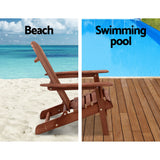 Gardeon 3PC Outdoor Setting Beach Chairs Table Wooden Adirondack Lounge Garden