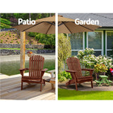 Gardeon 3PC Outdoor Setting Beach Chairs Table Wooden Adirondack Lounge Garden