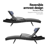 Gardeon Set of 2 Sun Lounge Outdoor Furniture Wicker Lounger Rattan Day Bed Garden Patio Black